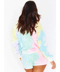 Boyfriend Sweatshirt Rainbow Tie Dye - PINK ARROWS