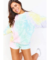 Boyfriend Sweatshirt Rainbow Tie Dye - PINK ARROWS