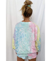 Boyfriend Sweatshirt Rainbow Tie Dye - PINK ARROWS