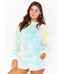 Boyfriend Sweatshirt Rainbow Tie Dye - PINK ARROWS