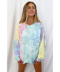 Boyfriend Sweatshirt Rainbow Tie Dye - PINK ARROWS