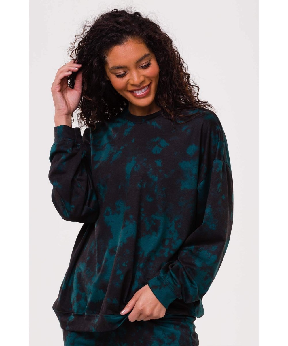 Boyfriend Sweatshirt Tie Dye Emerald - clearpathherbicide