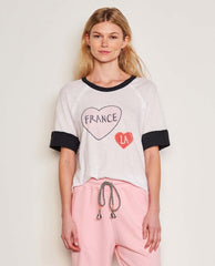 Boyfriend Tee France Optic White - PINK ARROWS