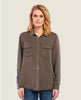 Brea Frayed Hem Button Up Shirt Olive - clearpathherbicide