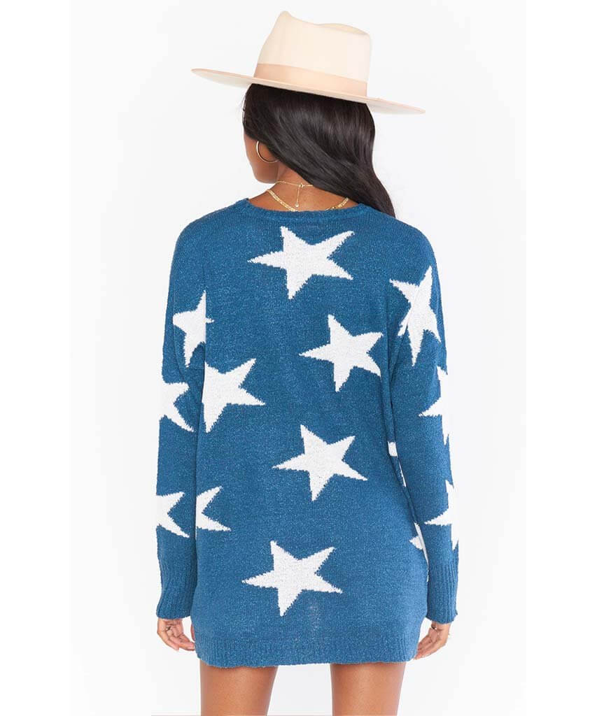 Bronson Sweater Star Tossed Blue - miamidrugpossession