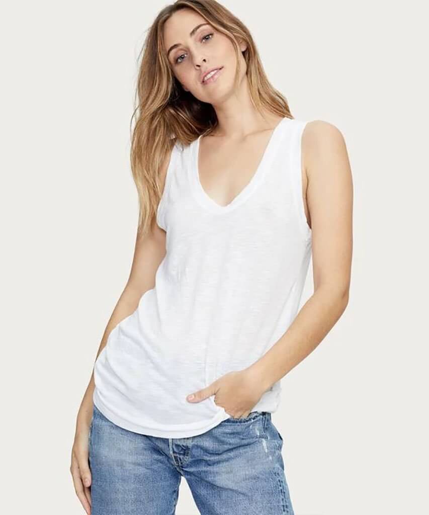 Brooklyn U Neck Tank White - miamidrugpossession