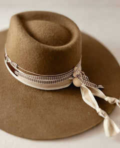 Brown Leather Gingham Hat Band Assorted - PINK ARROWS