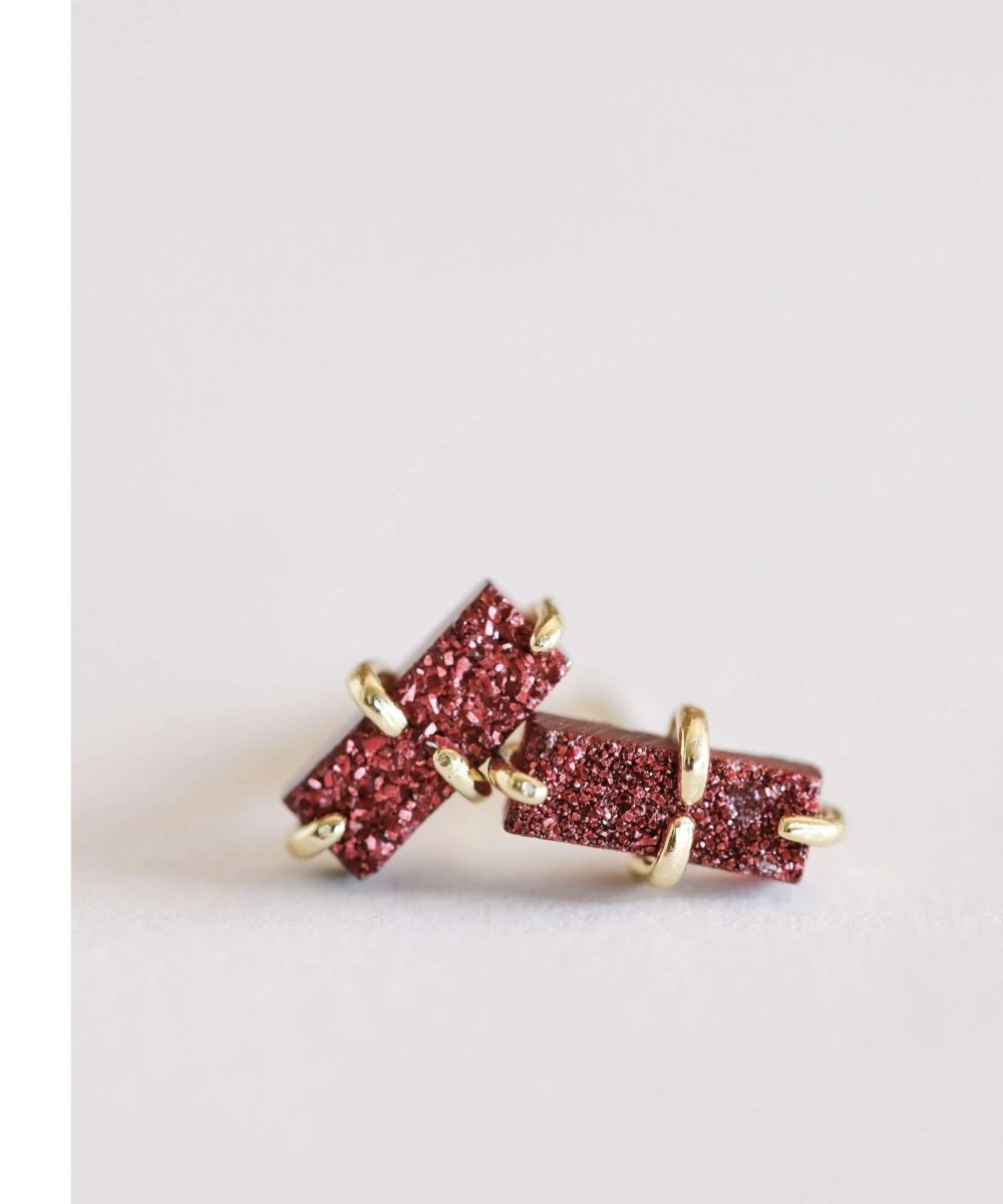 Burgundy Bar Druzy Earrings - clearpathherbicide