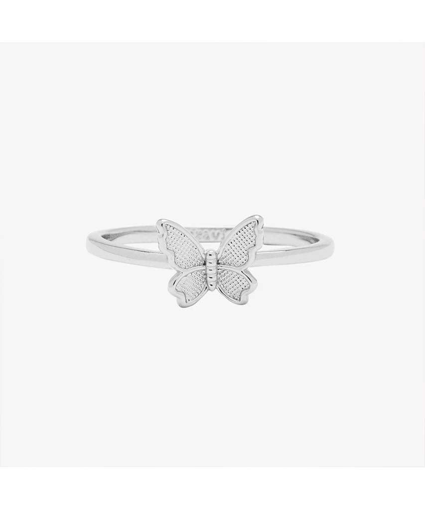 Butterfly in Flight Ring Silver - clearpathherbicide