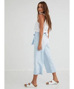 Button Front Wide Leg Crop Island Wash - miamidrugpossession