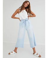 Button Front Wide Leg Crop Island Wash - miamidrugpossession