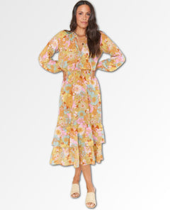 Cait Midi Dress Groovy Blooms - clearpathherbicide