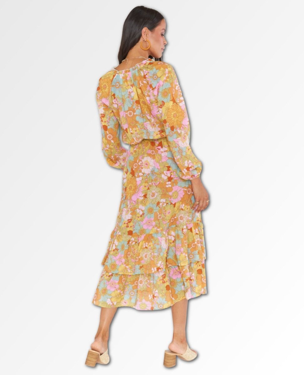 Cait Midi Dress Groovy Blooms - clearpathherbicide