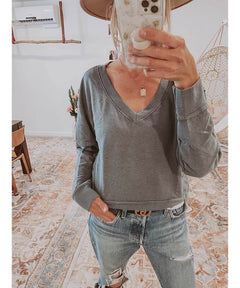 Camila V - Neck Pullover Slate - clearpathherbicide