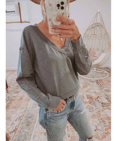 Camila V - Neck Pullover Slate - clearpathherbicide