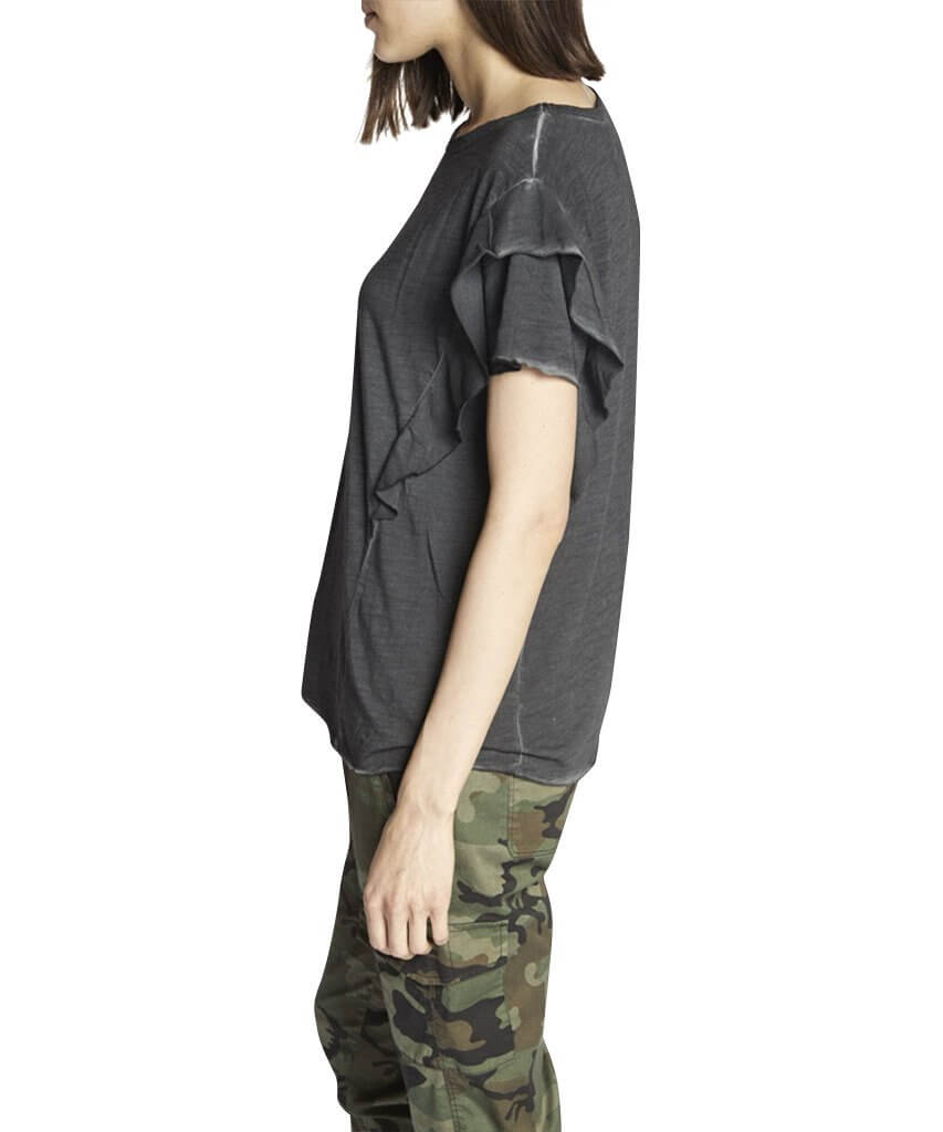 Camina Ruffle Tee, Faded Black - clearpathherbicide