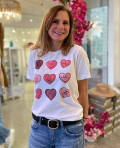 Candy Designer Love Heart White Tee - PINK ARROWS