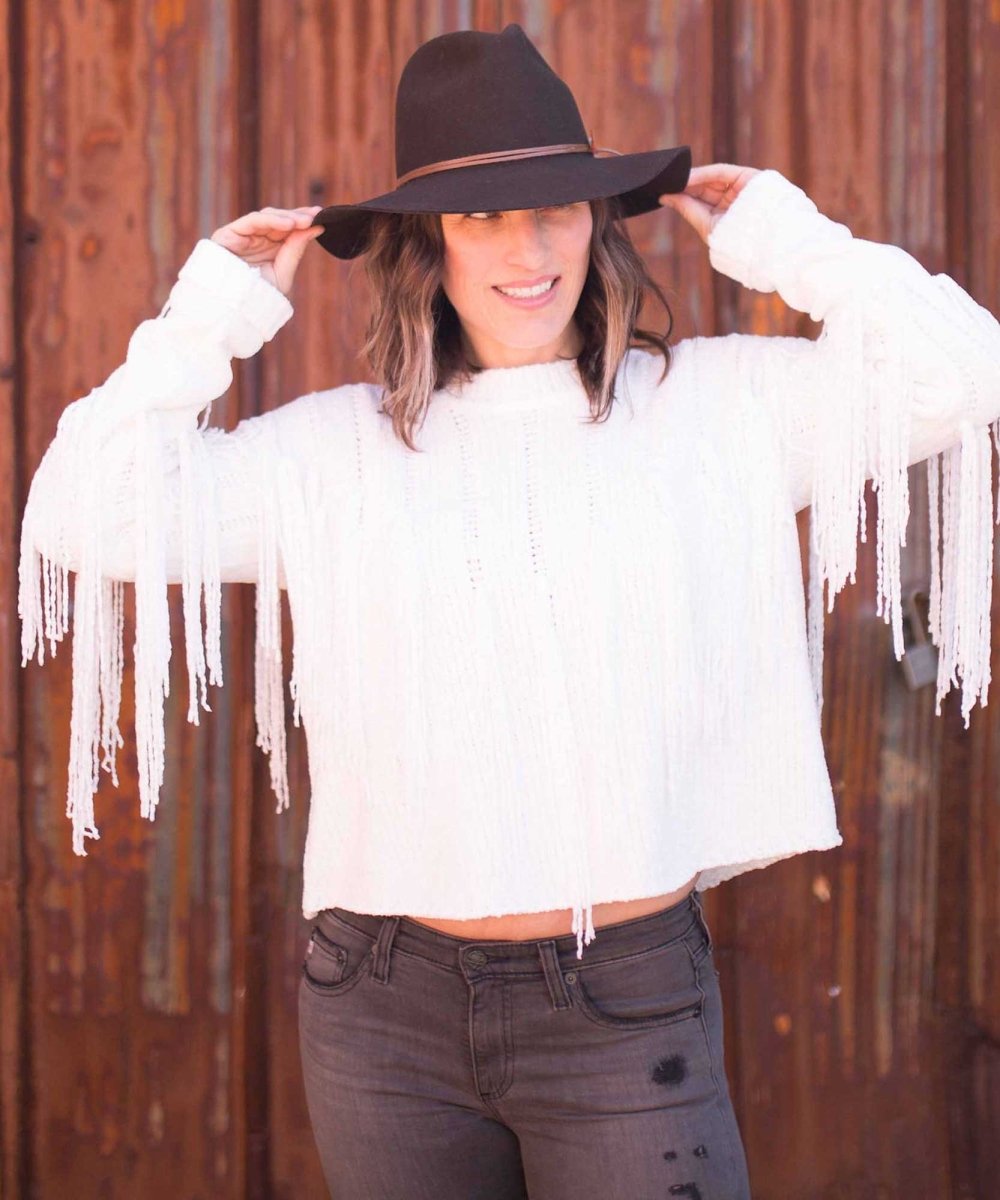 Carlton Crop Fringe Sweater, Alpine Knit - clearpathherbicide