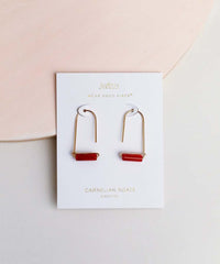 Carnelian Agate Gemstone Drop Earrings - PINK ARROWS