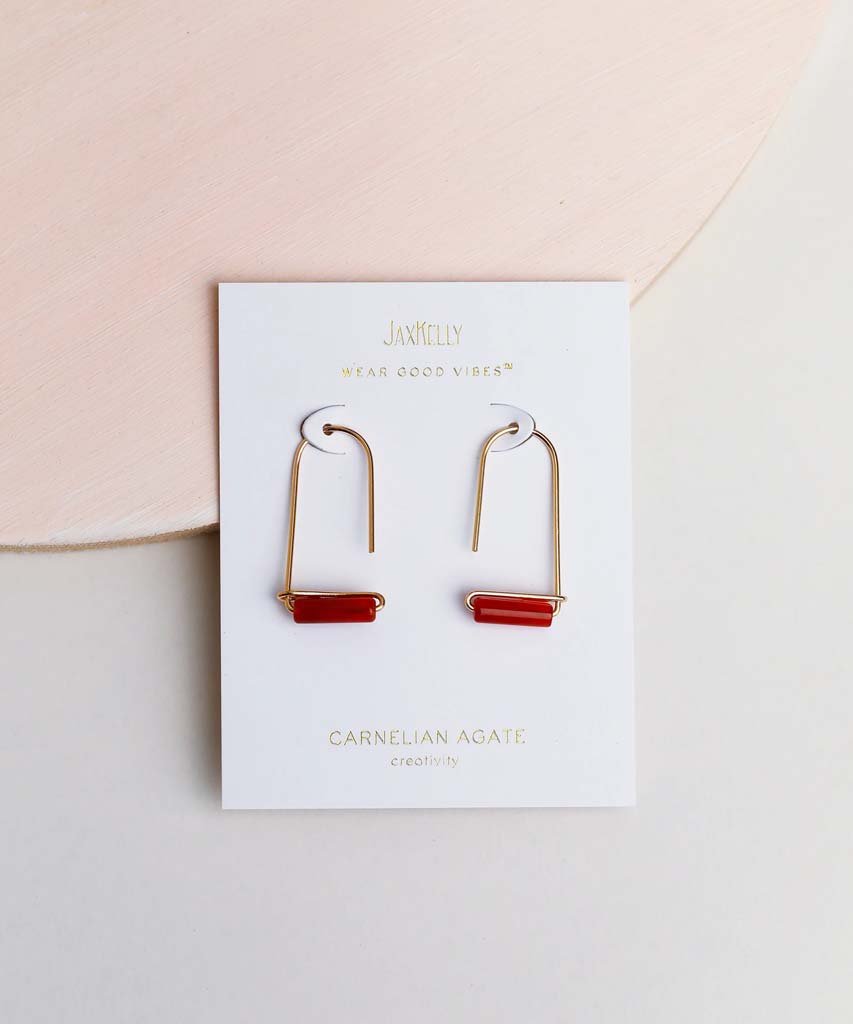 Carnelian Agate Gemstone Drop Earrings - clearpathherbicide