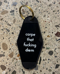 Carpe That Fucking Diem Black Keychain - PINK ARROWS