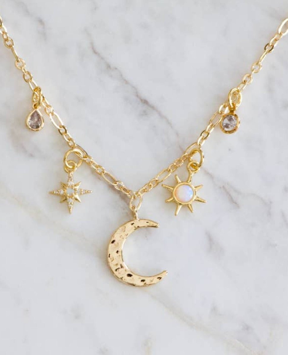 Celestial Charm Necklace - PINK ARROWS