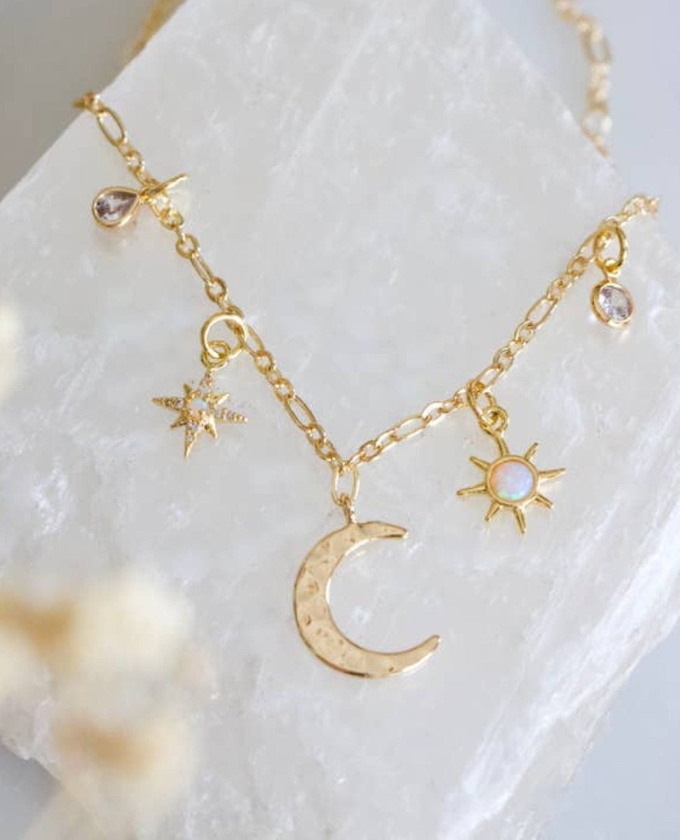 Celestial Charm Necklace - PINK ARROWS