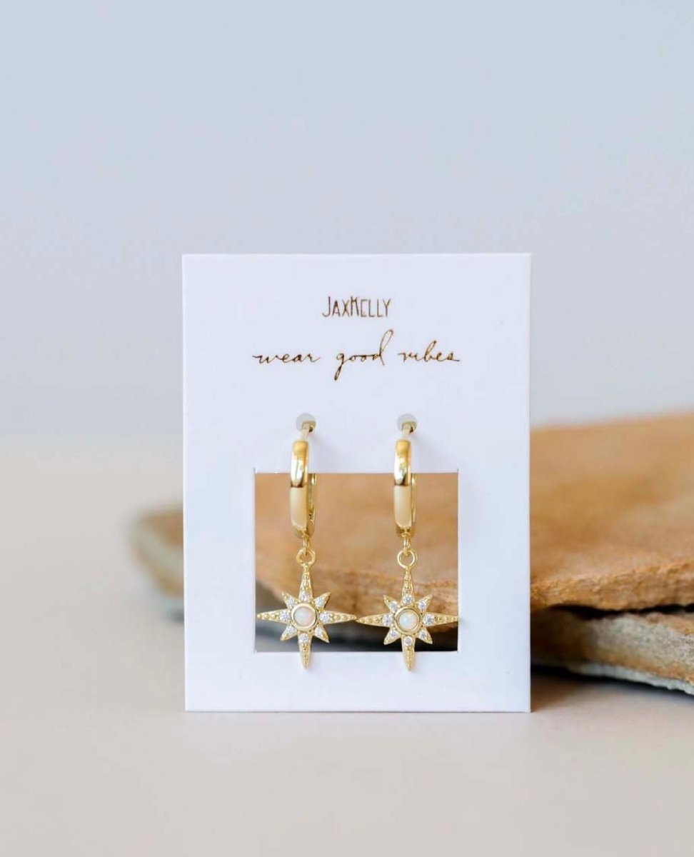 Celestial Starburst Mini Hoop Earrings - PINK ARROWS