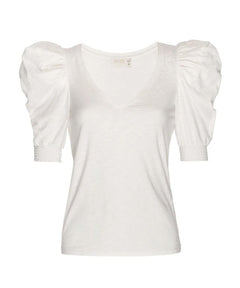 Celine Puff Sleeve Smocked Tee Off White - clearpathherbicide