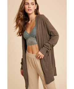 Charcoal Boucle Cardigan With Pockets - clearpathherbicide