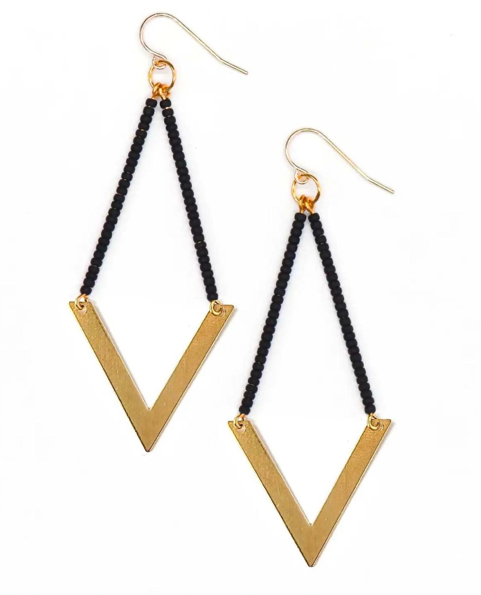 Chevron Beaded Earrings Black Bestseller - clearpathherbicide