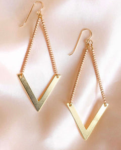 Chevron Beaded Earrings Champagne - miamidrugpossession