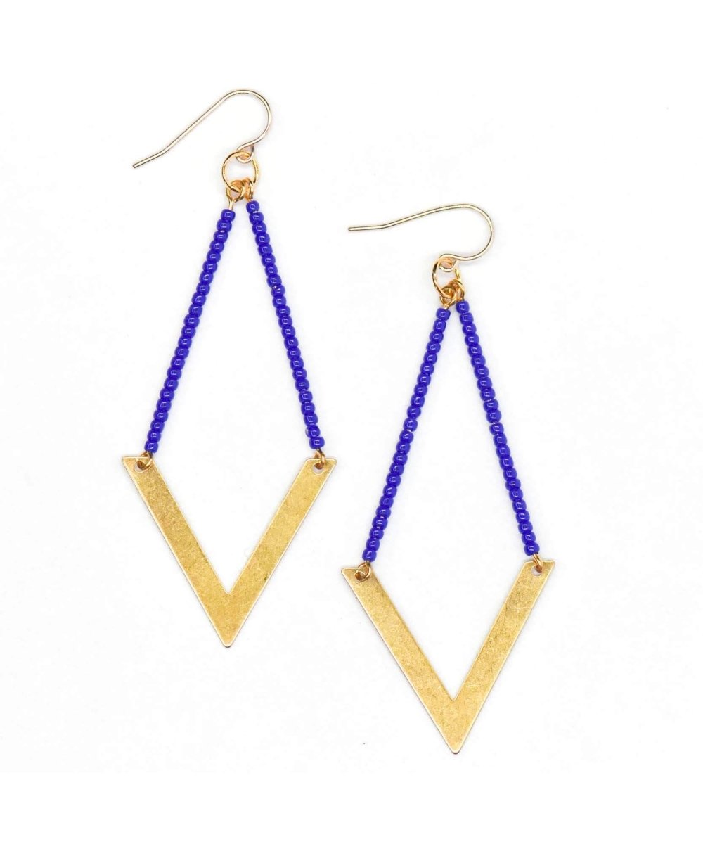 Chevron Beaded Earrings Cobalt - miamidrugpossession