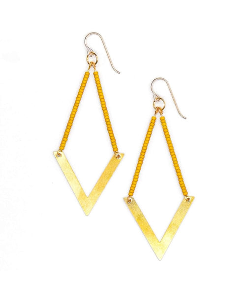 Chevron Beaded Earrings Saffron - clearpathherbicide