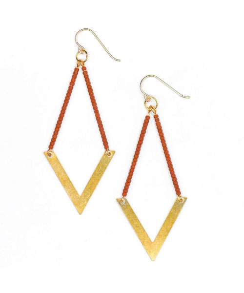 Chevron Beaded Earrings Terra Cotta - clearpathherbicide