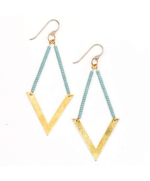 Chevron Beaded Earrings Turquoise - miamidrugpossession