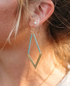 Chevron Beaded Earrings Turquoise Seafoam - clearpathherbicide