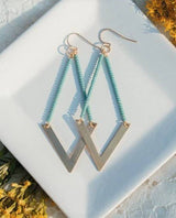 Chevron Beaded Earrings Turquoise Seafoam - miamidrugpossession