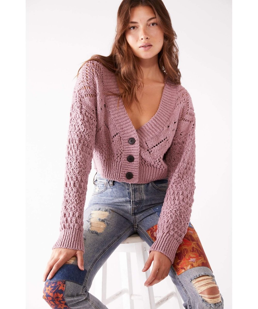 Chloe Cardigan Pressed Flowers - PINK ARROWS