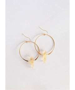 Citrine Hoop Crystal Earrings - PINK ARROWS