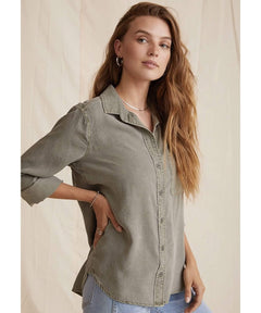 Classic Button Down Roll Up Sleeve Army - clearpathherbicide