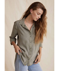 Classic Button Down Roll Up Sleeve Army - clearpathherbicide