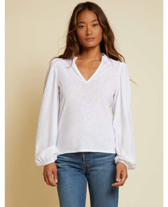 Claudine Yoke Long Sleeve White - miamidrugpossession