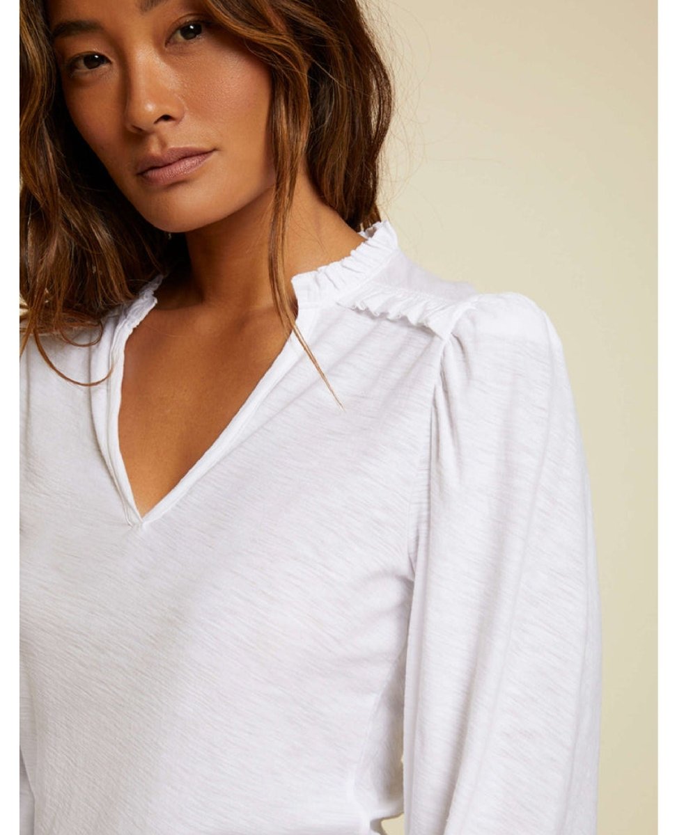 Claudine Yoke Long Sleeve White - miamidrugpossession