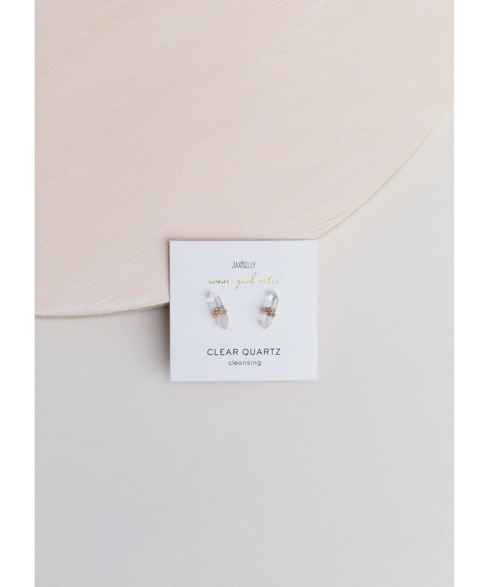 Clear Quartz Mineral Point Cleansing Earrings - miamidrugpossession