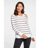 Cold Shoulder Stripe Long Sleeve - miamidrugpossession