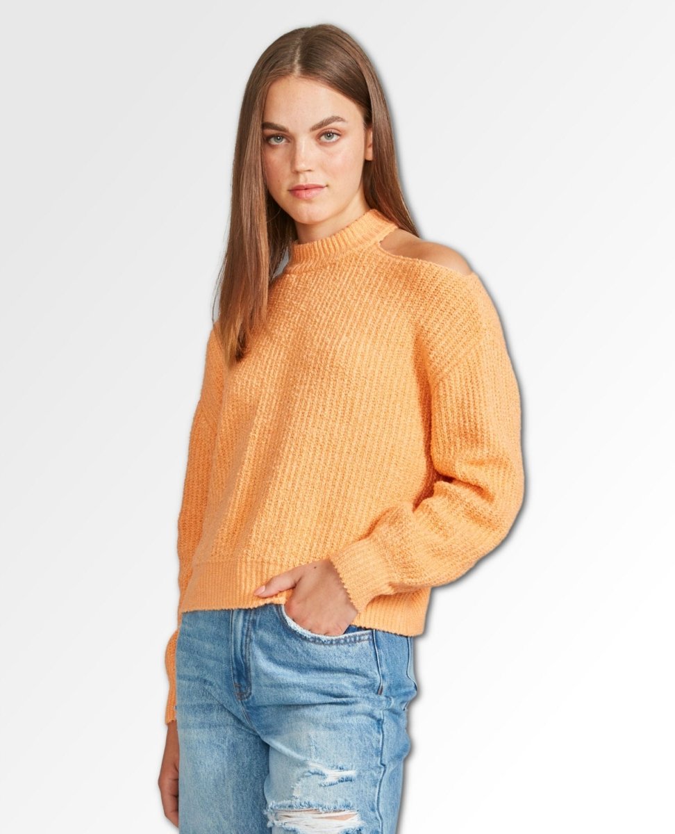 Cold Shoulder Sweater Creamsicle - miamidrugpossession