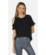 Columbus Cold Shoulder Tee Black - miamidrugpossession