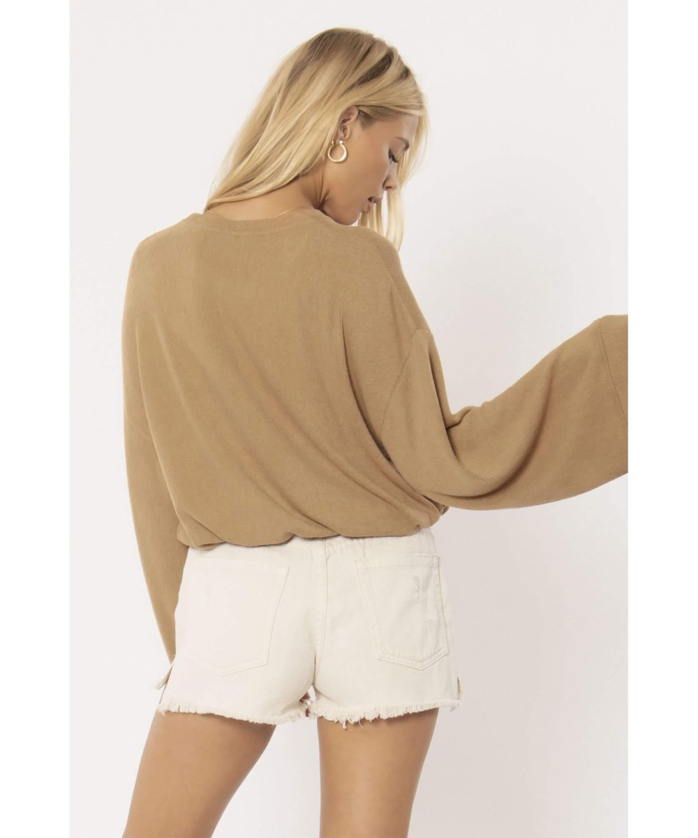 Cosi Long Sleeve Fleece Top Mocha - miamidrugpossession