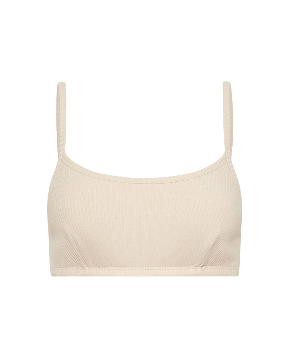 Cosmos Rib Crop Bralette Oat - miamidrugpossession